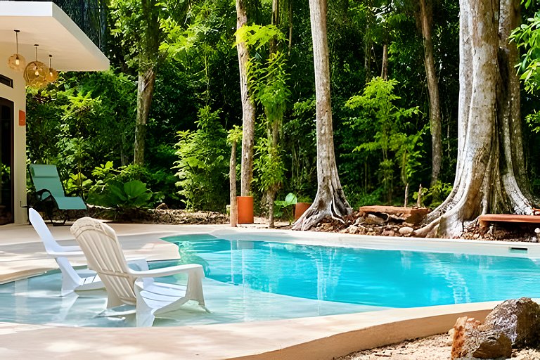 Casa en la selva + Alberca Privada + Acceso laguna